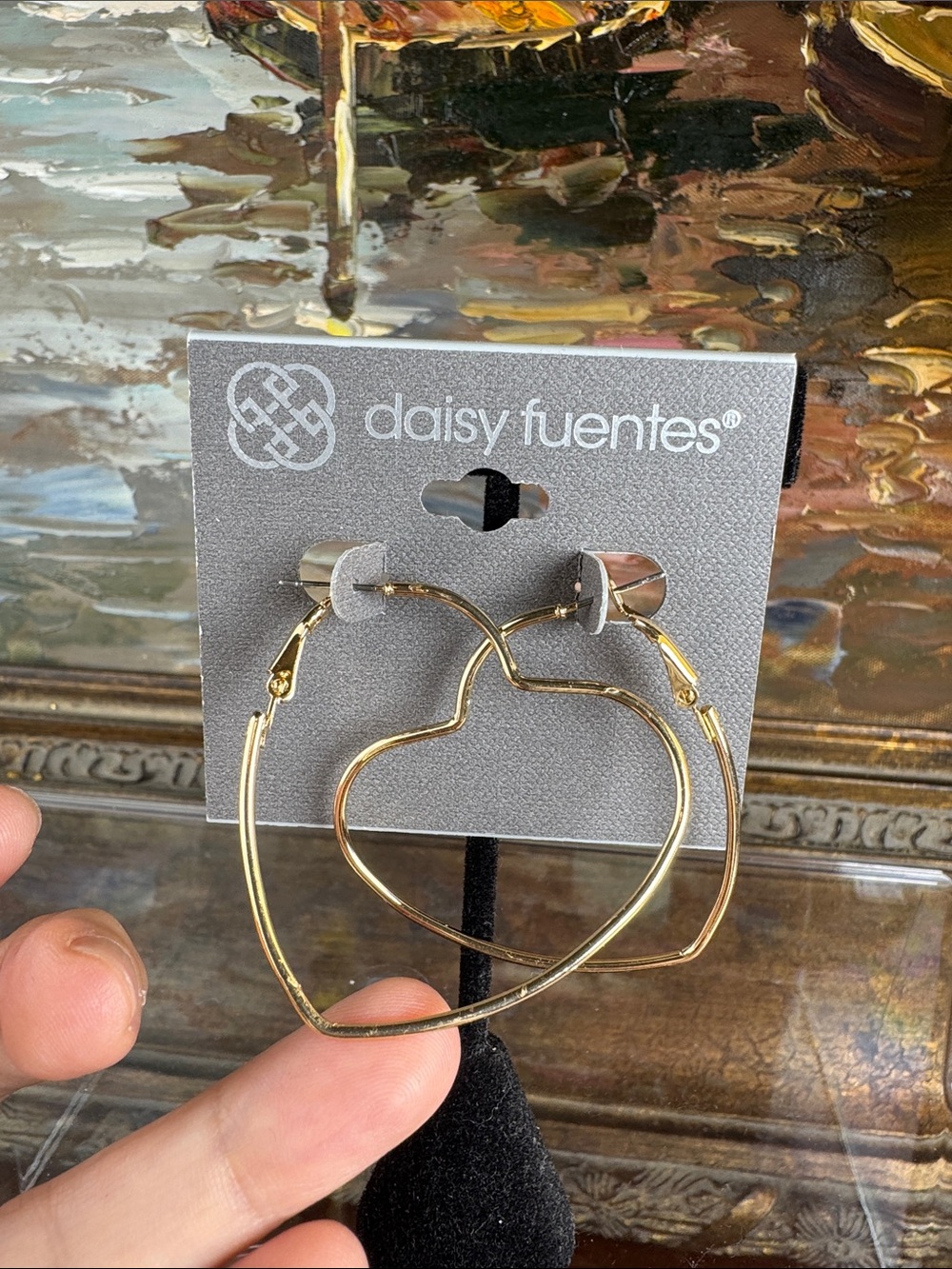 Daisy Fuentes Gold Heart Hoop Earrings